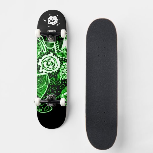 Zwart Groen Wit Abstract Persoonlijk Skateboard (Voorkant)