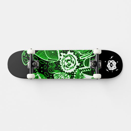 Zwart Groen Wit Abstract Persoonlijk Skateboard (Horizontaal)