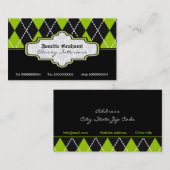 Zwart groen wit argyle trendy visitekaartjes (Voorkant / Achterkant)