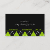 Zwart groen wit argyle trendy visitekaartjes (Achterkant)