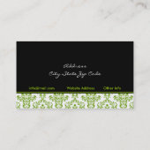 Zwart groen wit damast interieur visitekaartjes (Achterkant)