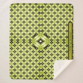 Zwart, Groen & Wit Diamantpatroon Sherpa Deken