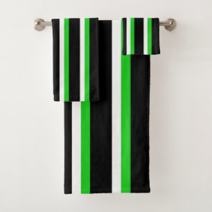 Zwart Groen Wit Gestreept Bad Handdoek