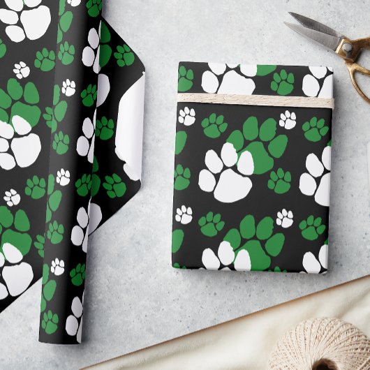 Zwart, groen & wit pootafdruk cadeaupapier