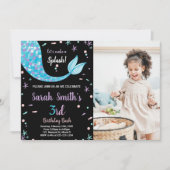 Zwart Groen Zeemeermin Staart Verjaardag met foto Kaart (Voorkant)