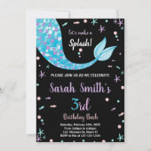 Zwart Groen Zeemeermin Staart Verjaardag Uitnodigi Kaart (Voorkant)