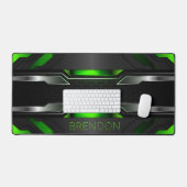 Zwart Groen Zilver Gaming Achtergrond Bureaumat (Keyboard & Muis)