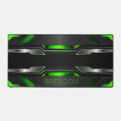 Zwart Groen Zilver Gaming Achtergrond Bureaumat (Voorkant)