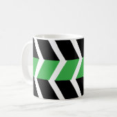 Zwart groene Chevron streep Koffiemok (Voorkant links)