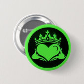Zwart-groene Claddagh Round Pin Ronde Button 5,7 Cm (Voorkant /achterkant)