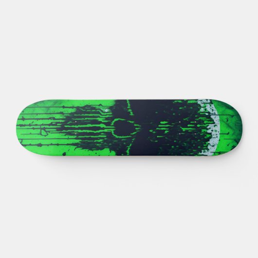 Zwart-groene computer code schedel persoonlijk skateboard (Horizontaal)
