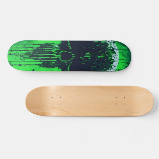 Zwart-groene computer code schedel persoonlijk skateboard (Horizontaal)