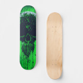 Zwart-groene computer code schedel persoonlijk skateboard (Voorkant)