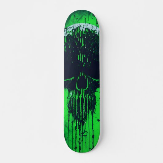 Zwart-groene computer code schedel persoonlijk skateboard (Voorkant)