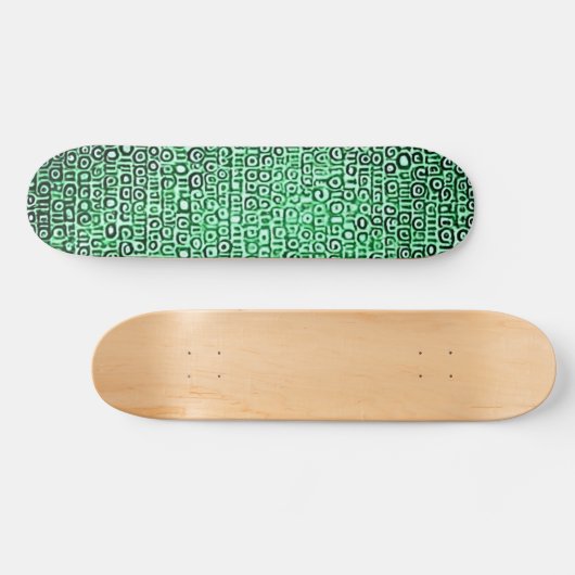 Zwart-groene computercode #1 persoonlijk skateboard (Horizontaal)