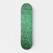 Zwart-groene computercode #1 persoonlijk skateboard (Voorkant)