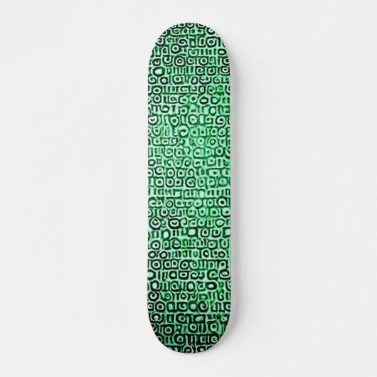 Zwart-groene computercode #1 persoonlijk skateboard (Voorkant)
