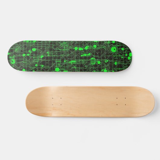 Zwart-groene computercode #5 persoonlijk skateboard (Horizontaal)