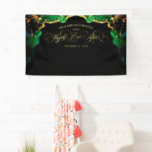Zwart-groene Elegant Script Weduwachtergrond Spandoek (Insitu)
