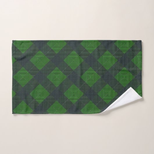 Zwart-groene gehelderde vierkantjes of schaakstijl bad handdoek (Handdoek)
