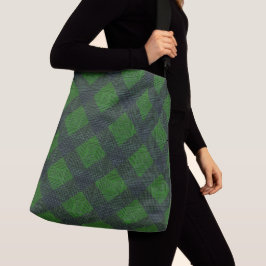 Zwart-groene gehelderde vierkantjes of schaakstijl crossbody tas