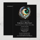 Zwart groene halve maan sterrennacht chic kaart (Voorkant / Achterkant)