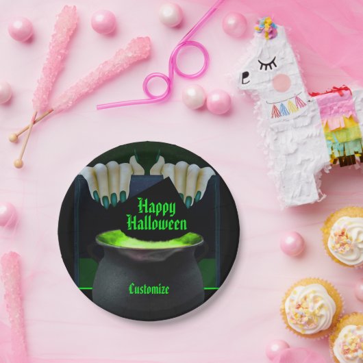 Zwart-groene heks Brew Papieren Bordje (Feest)