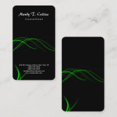Zwart-groene krommingen Penseelscript minimalistis Visitekaartje (Voorkant / Achterkant)