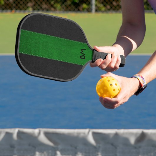 Zwart-groene kunstlederstrepen pickleball paddle (Insitu)