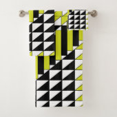 Zwart-groene moderne driehoek Rechthoek geometrisc Bad Handdoek (Insitu)