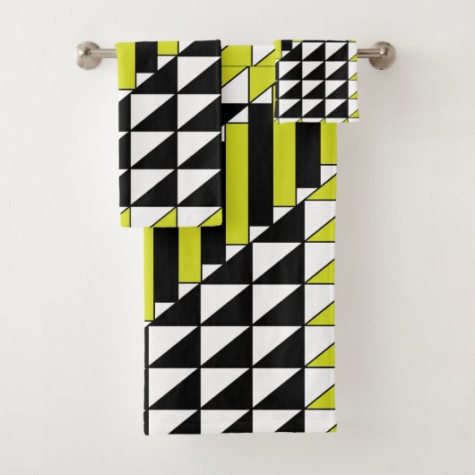 Zwart-groene moderne driehoek Rechthoek geometrisc Bad Handdoek (Insitu)