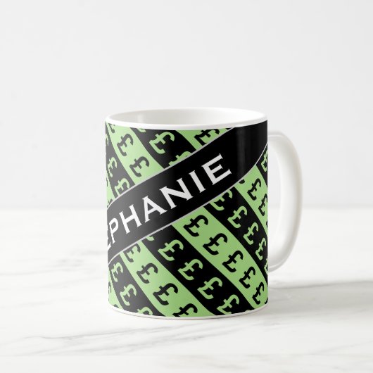 Zwart-groene pond borden (£) Mok met gestreepte pa (Voorkant rechts)