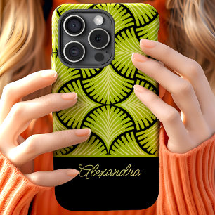 Zwart Groene Retro Jaren 20 Gatsby Palmen Script N iPhone 15 Case