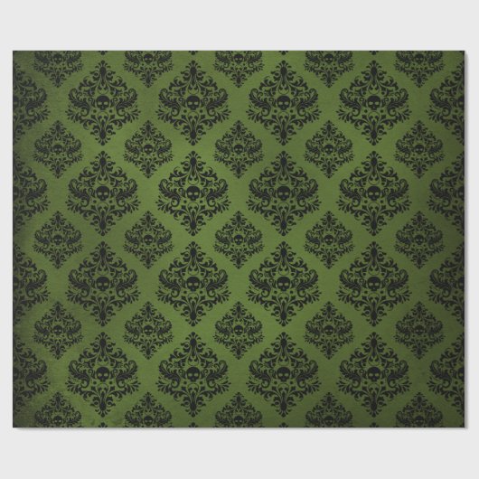 Zwart-groene Robuuste Damaslaag Cadeaupapier (Vlak)