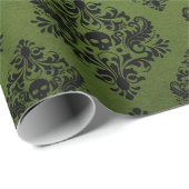 Zwart-groene Robuuste Damaslaag Cadeaupapier (Rol Hoek)