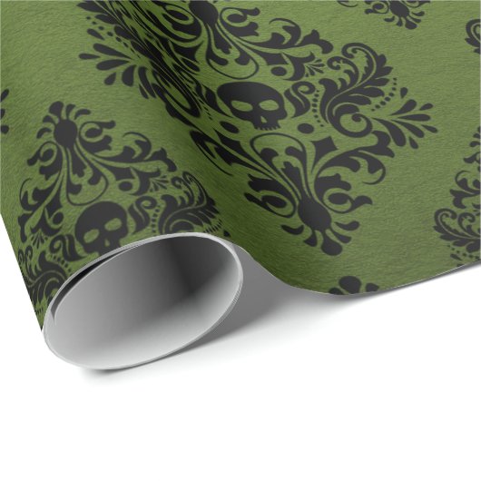 Zwart-groene Robuuste Damaslaag Cadeaupapier (Rol Hoek)