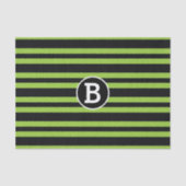 Zwart-groene stripes Monogram Letter-Initiaal Tissuepapier (Voorkant)
