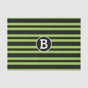 Zwart-groene stripes Monogram Letter-Initiaal Tissuepapier