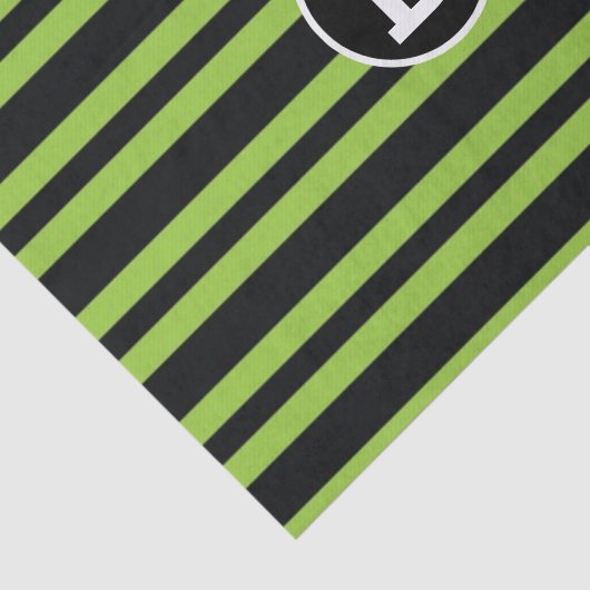 Zwart-groene stripes Monogram Letter-Initiaal Tissuepapier (Detail)