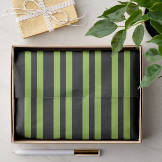 Zwart-groene stripes Monogram Letter-Initiaal Tissuepapier (Geschenk)