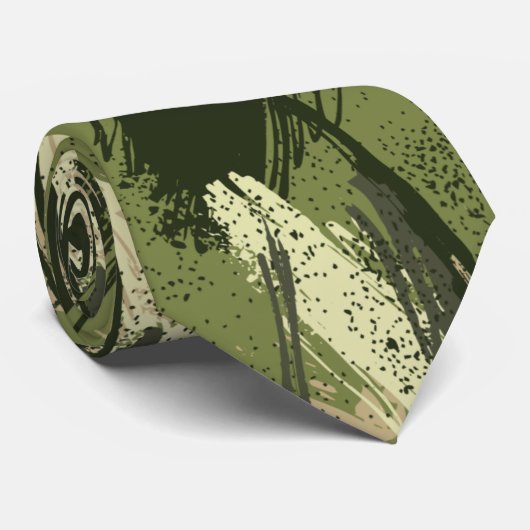 Zwart groene tan camouflage halsdoek stropdas (Opgerold)