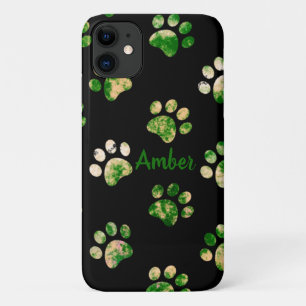 Zwart groene textuur pootafdruk patroon gepersonal Case-Mate iPhone case