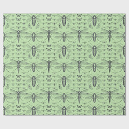 Zwart-groene, zachte, groene, insecten cadeaupapier