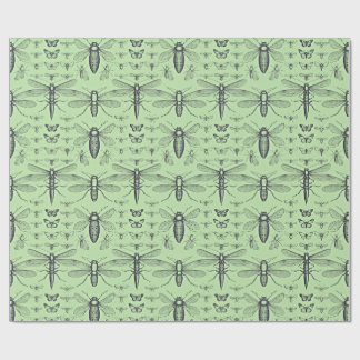 Zwart-groene, zachte, groene, insecten cadeaupapier
