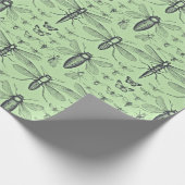 Zwart-groene, zachte, groene, insecten cadeaupapier (Hoek)