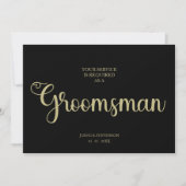 Zwart Groomsman Chique Bruiloft Eenvoudig voorstel (Voorkant)