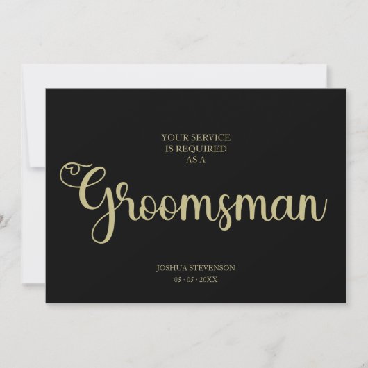 Zwart Groomsman Chique Bruiloft Eenvoudig voorstel (Voorkant)