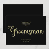 Zwart Groomsman Chique Bruiloft Eenvoudig voorstel (Voorkant / Achterkant)
