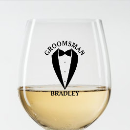 Zwart Groomsman Naam Bruiloft Bachelor Party Wijnglas Zonder Voet