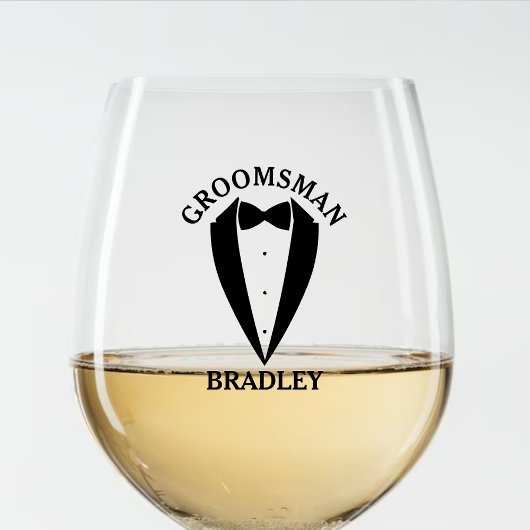 Zwart Groomsman Naam Bruiloft Bachelor Party Wijnglas Zonder Voet